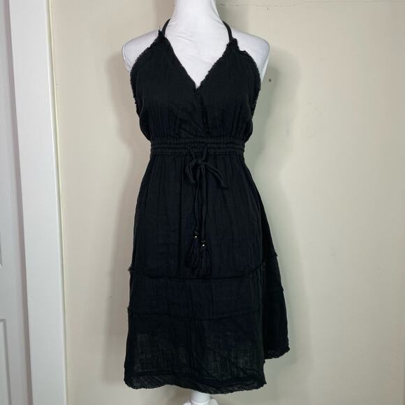 Elan Raw Edge Halter Gauze Cotton Cover-Up Dress Size L - Picture 2 of 12